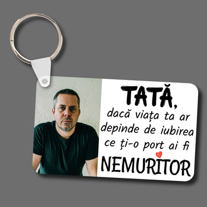 Breloc personalizat cu poza si mesaj pentru TATA - Revelarta.ro