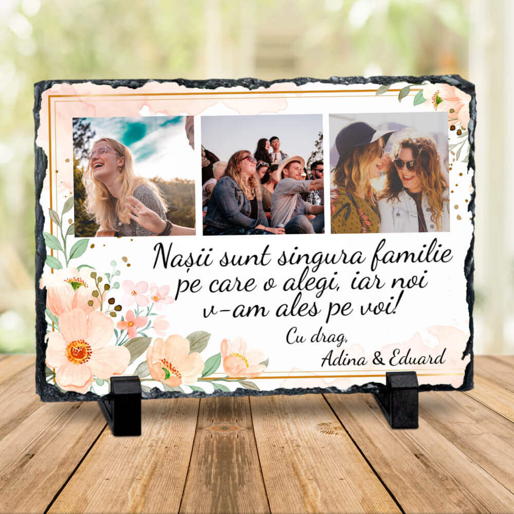 Set cadou personalizat pentru nasi - Perna + Placa ardezie + 2 Cani personalizate - Revelarta.ro