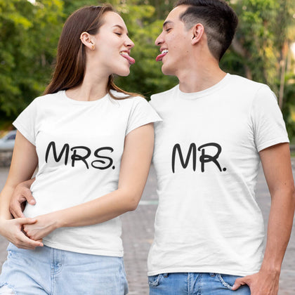 Set 2 Tricouri personalizate cu text - Mrs si Mr - Revelarta.ro