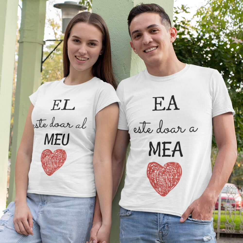 Set 2 Tricouri personalizate de cuplu - EL/Ea - Revelarta.ro