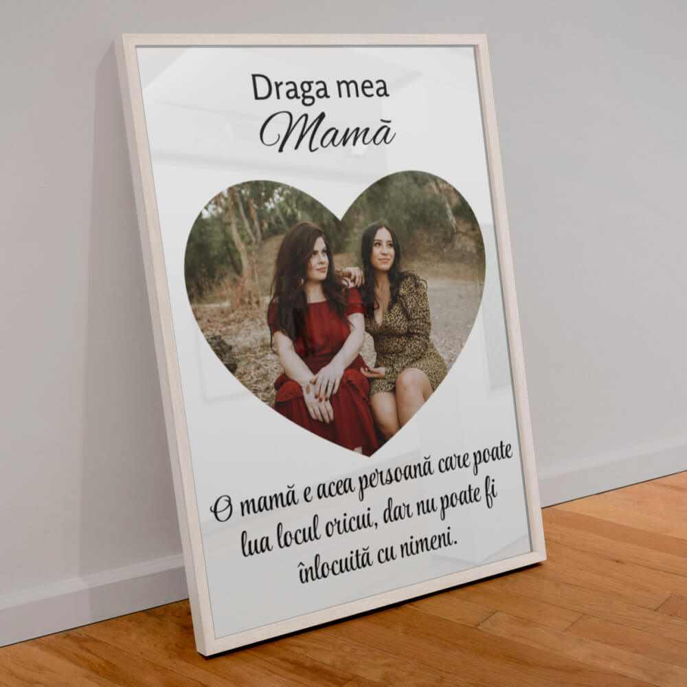 Set cadou personalizat pentru mama - Cana + Suport cana + Tablou personalizat - Revelarta.ro