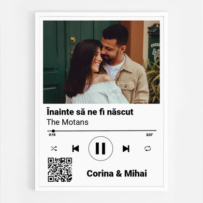 Tablou personalizat YouTube cu o poza si text - Melodia noastra cu cod QR - Revelarta.ro