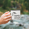 Cana metalica emailata personalizata pentru pescari - Marimea conteaza