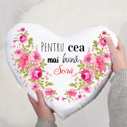 Perna personalizata in forma de inima cu mesaj pentru sora