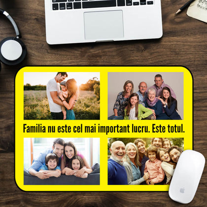 Mouse pad personalizat cu 4 poze si text - Revelarta.ro