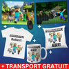 Pachet gaming Minecraft 5 produse - Tricou + Cana + Puzzle + Mousepad + Perna - Revelarta.ro
