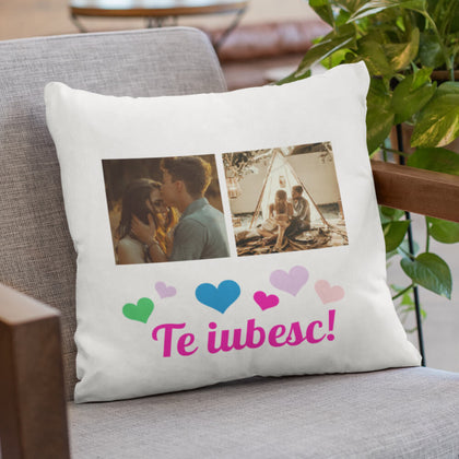 Perna personalizata cu 2 poze si mesaj - Revelarta.ro