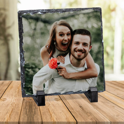Placa de ardezie patrata personalizata cu o poza - Revelarta.ro