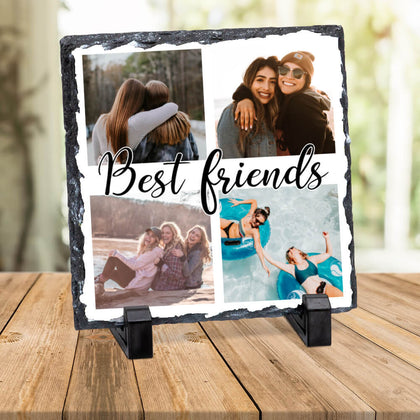 Placa de ardezie personalizata cu 4 poze - Best Friends - Revelarta.ro