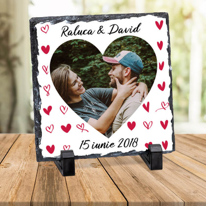 Placa de ardezie personalizata cu poza si nume - Revelarta.ro