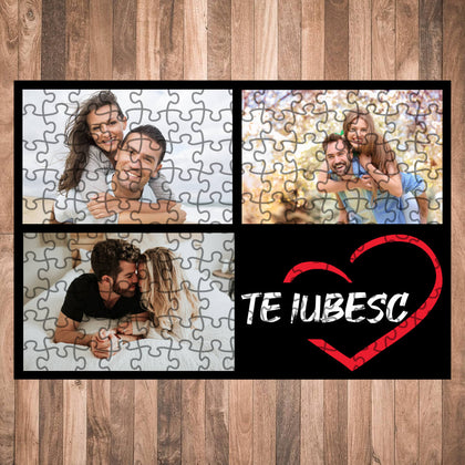 Puzzle personalizat cu 3 poze si text 29x19 cm - Revelarta.ro