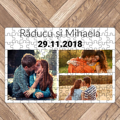 Puzzle personalizat cu 3 poze si nume 29x19 cm - Revelarta.ro