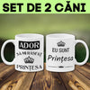 Set 2 Cani personalizate cu text - Printesa Rasfatata - Revelarta.ro
