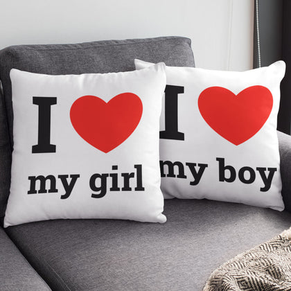 Set 2 Perne personalizate cuplu - I Love My Boy & Girl - Revelarta.ro