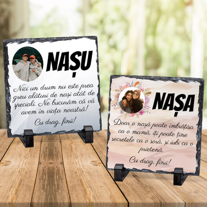 Set 2 Placi ardezie personalizate cu poza si mesaj pentru nasi - Revelarta.ro