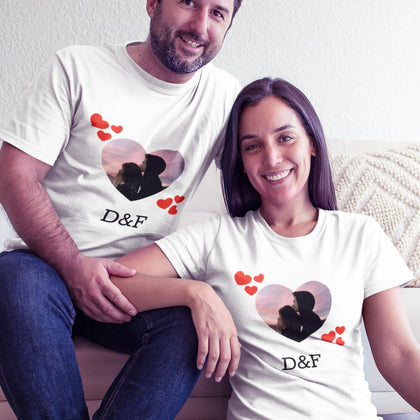 Set 2 Tricouri personalizate cu poza si nume de cuplu - Revelarta.ro