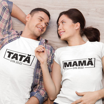 Set 2 Tricouri personalizate cu text - Mama si tata - Revelarta.ro