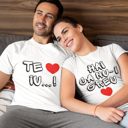 Set 2 Tricouri personalizate cuplu - Te iubesc - Revelarta.ro