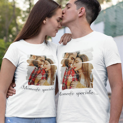 Set 2 Tricouri personalizate de cuplu cu o poza si text - Revelarta.ro