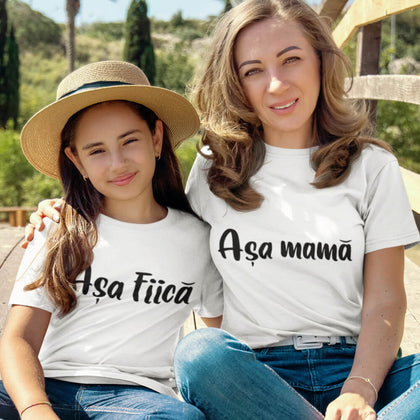 Set 2 Tricouri personalizate de familie cu text - Asa mama, asa fiica - Revelarta.ro