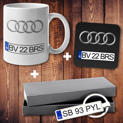 Set cadou personalizat Cana auto + Suport cana + Breloc auto personalizat - Revelarta.ro