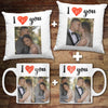 Set cadou personalizat pentru iubit/iubita - 2 Perne + 2 Cani personalizate - I love you - Revelarta.ro