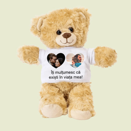 Ursulet de plus personalizat cu 2 poze si mesaj - Revelarta.ro